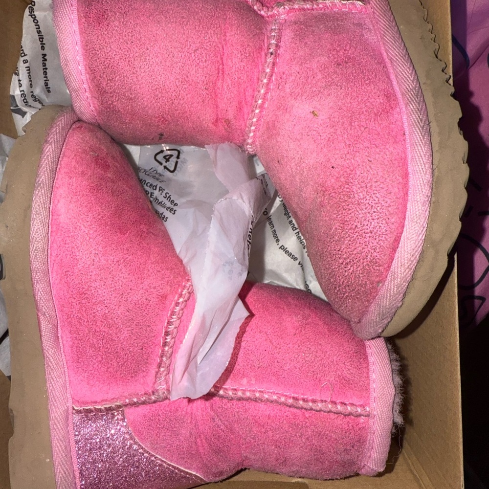 UGG Kids Pink Boots with Glitter Accent